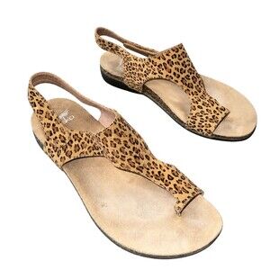 Dansko Reece Sandals Leopard Print Leather Slingback Comfort Hook Loop EU40 US9